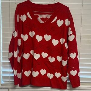 Red Heart Patterned Sweater